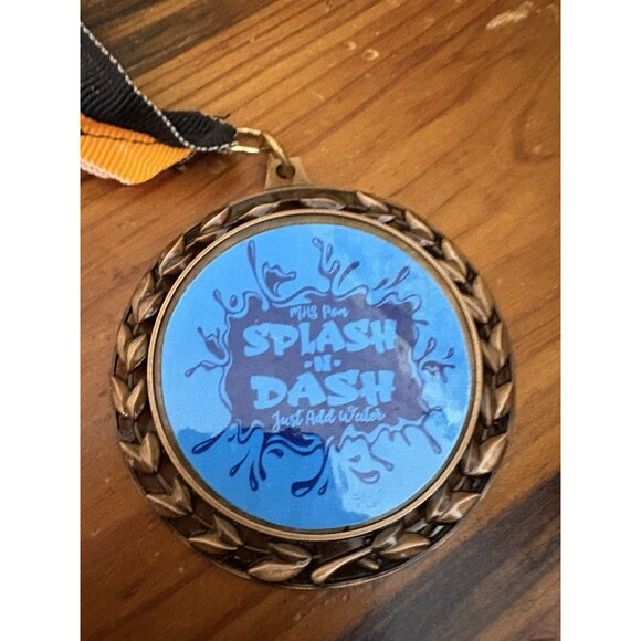 Splash N Dash Bronze Metal Award Yellow Black Ribbon Crown - Picture 4 of 4